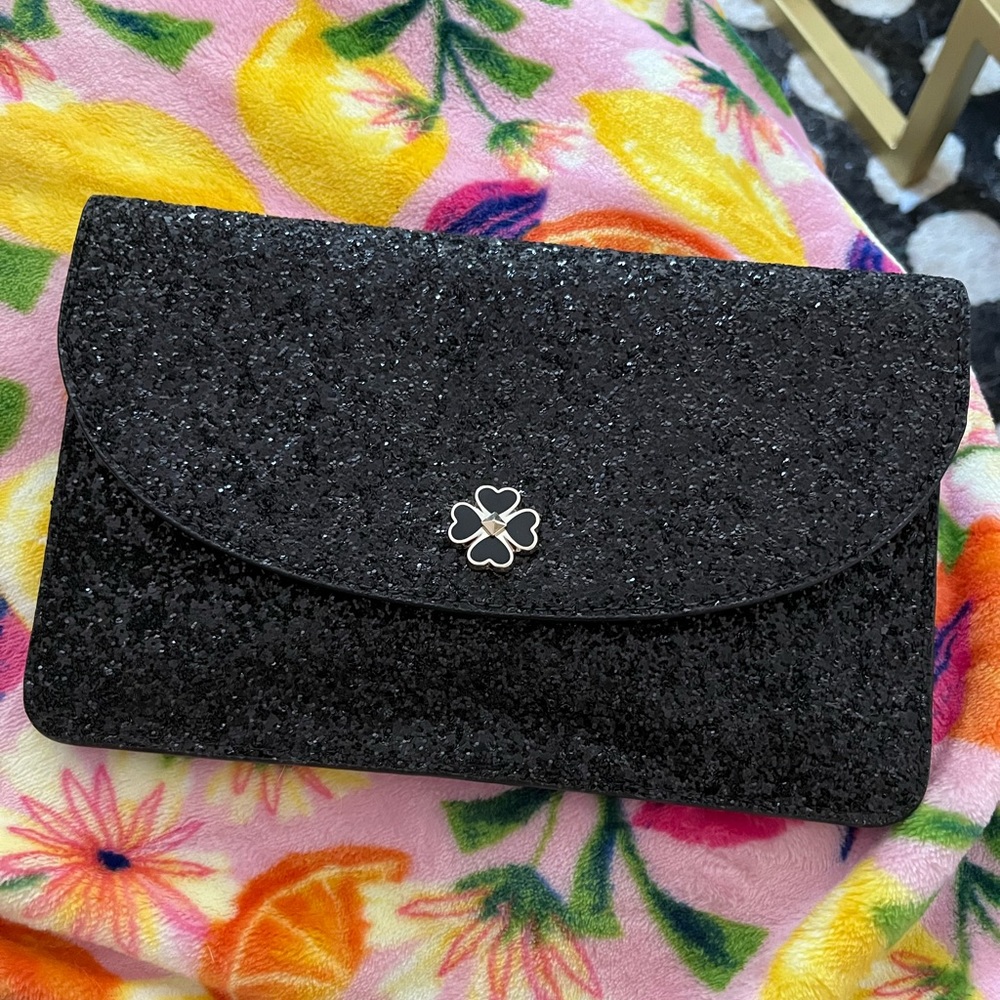 Kate Spade Black Sequin Glitter Clutch